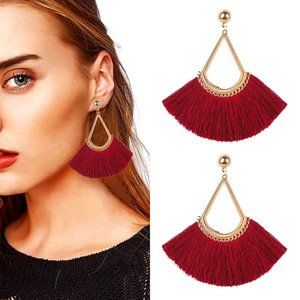Red Tassel Earrings